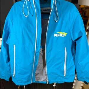 Rhude Zara Blue Raincoat with lime  Accents size medium